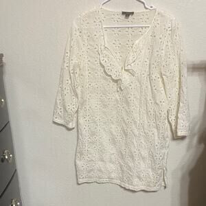 J. Crew Cream Eyelet Top